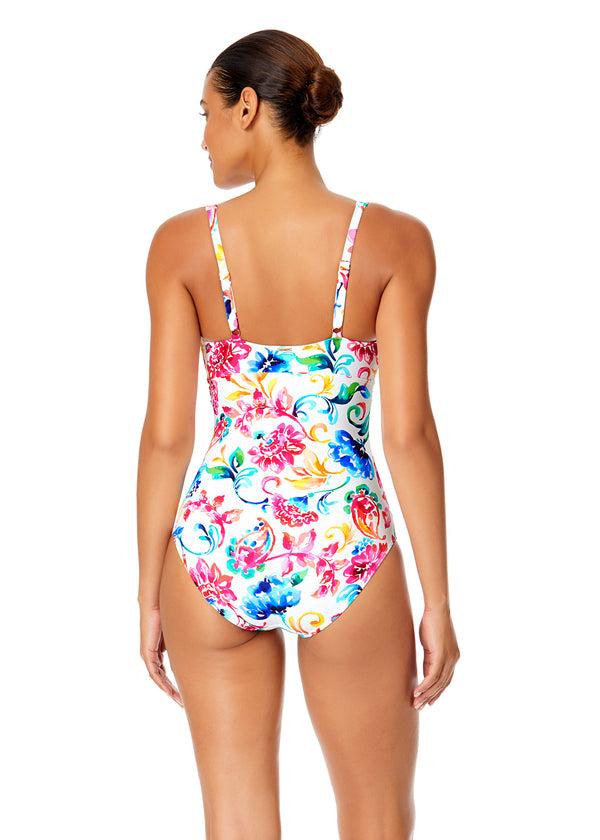 Anne Cole Women's Watercolor Paisley V-Wire One Piece Swimsuit