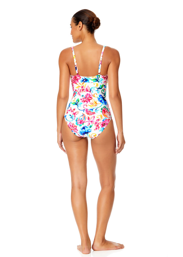 Anne Cole Women's Watercolor Paisley V-Wire One Piece Swimsuit
