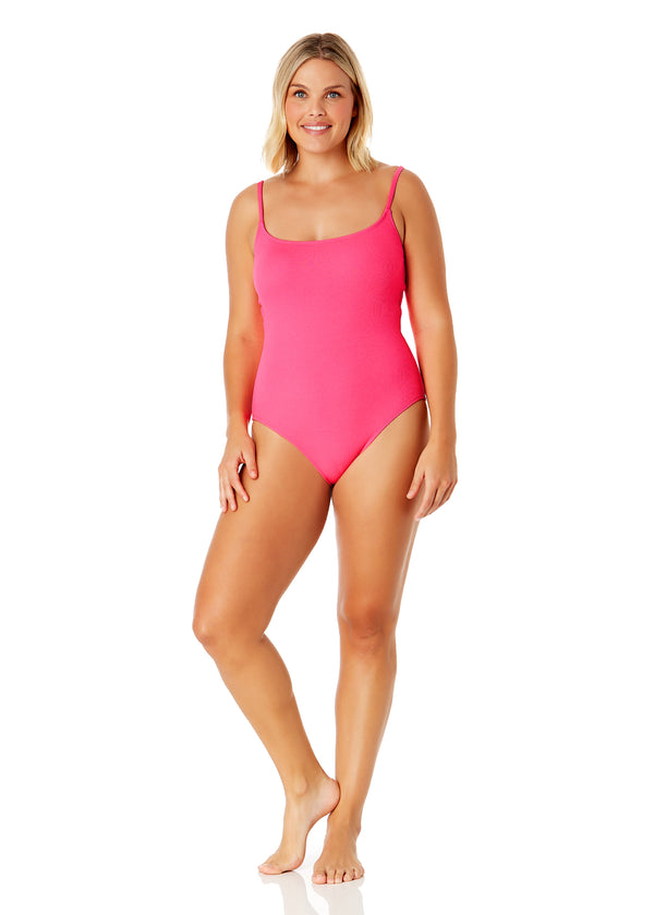 Anne Cole Womens' Live In Color Classic Lingerie Textured Maillot One Piece Swimsuit
