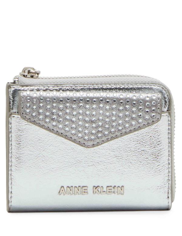 Anne Klein 2 Piece Envelope Flap Curved Wallet With Rhinestones