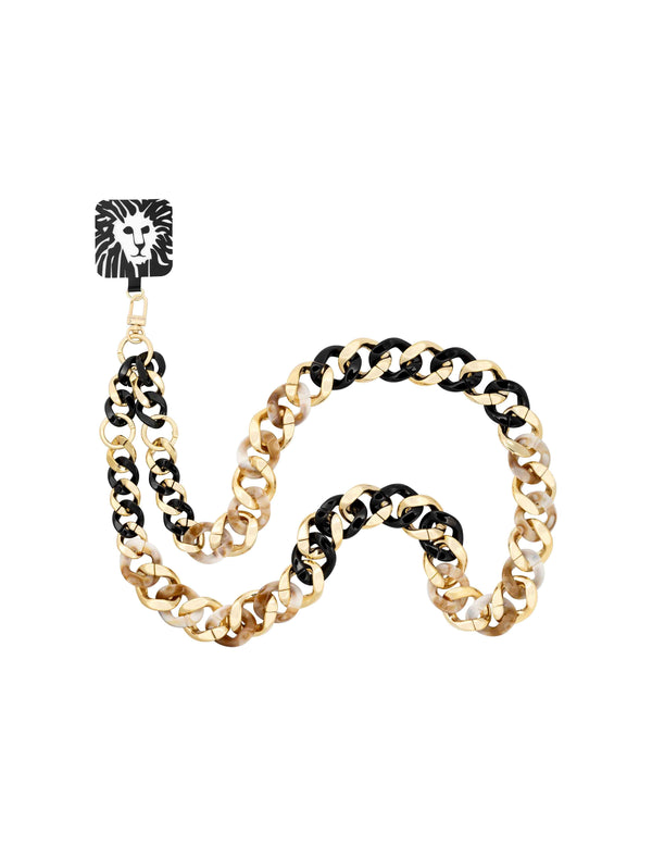 anne klein Acetate and Metal Chain Link Crossbody for iPhone® Ivory/Black/Gold-Tone