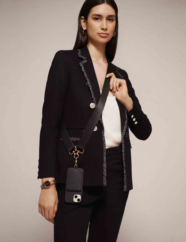 anne klein Adjustable Nylon Crossbody Strap for iPhone® Black