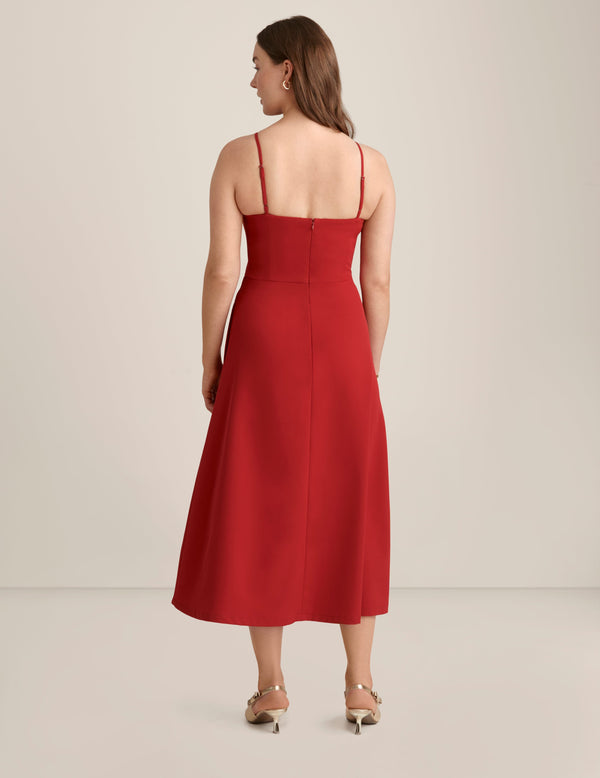 Anne Klein A Line Midi With Bow Bodice Titian Red