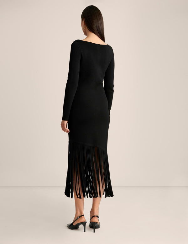 Anne Klein Asymmetric Fringe Dress Anne Black