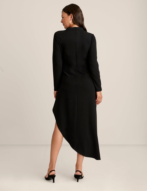 Anne Klein Asymmetrical Hem Ruched Midi Anne Black