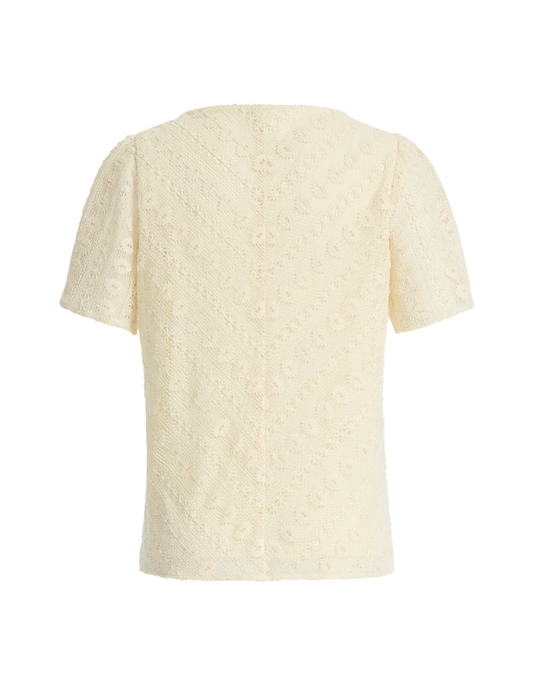Anne Klein Bias Lace Short Sleeve Shell Lt Dune