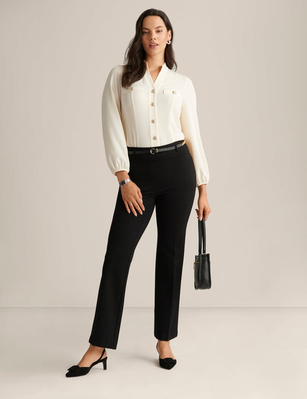 anne klein Button Front Blouse Anne White