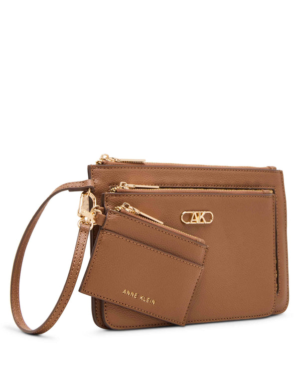 Anne Klein Caning Trio Pouch Set NATURAL/CHESTNUT