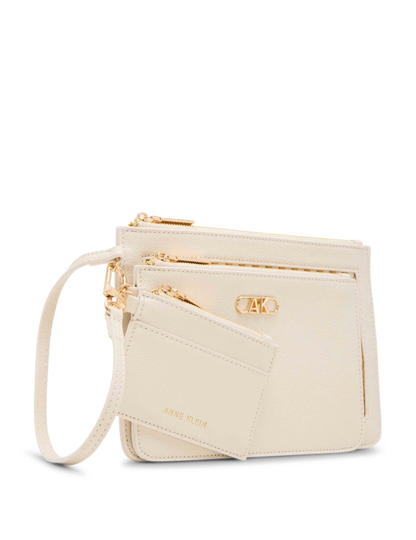 Anne Klein Caning Trio Pouch Set NATURAL/WHITE