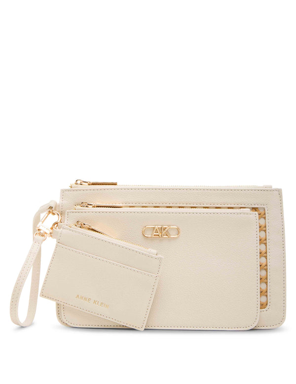 anne klein Caning Trio Pouch Set NATURAL/WHITE