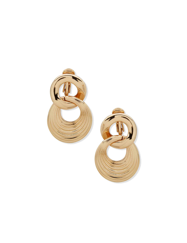 anne klein Ce Linked Ribbed Drop-Gld