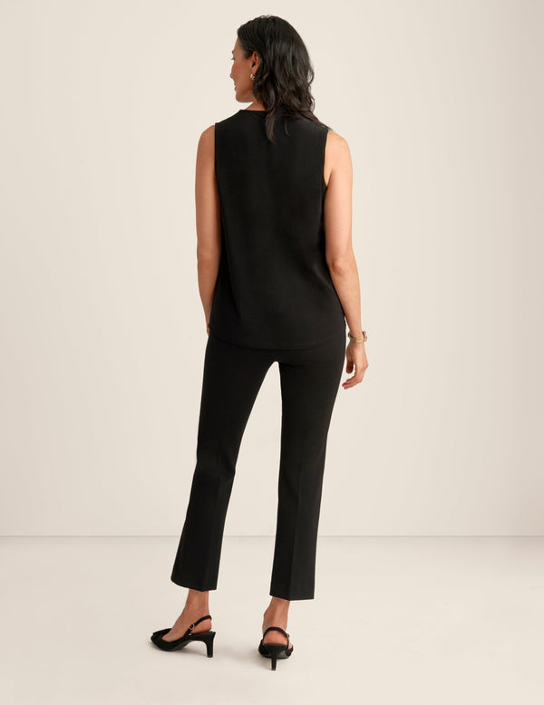 Anne Klein Chain Trim Pleated Top Anne Black