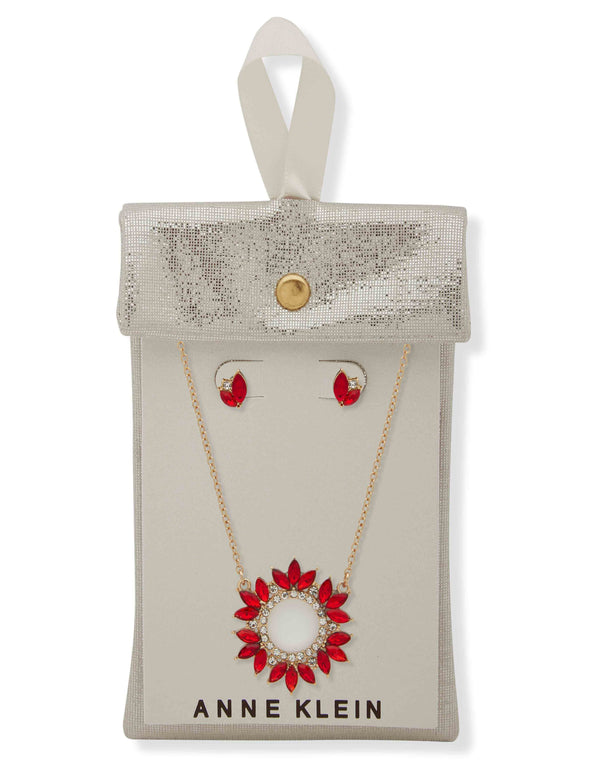 Anne Klein Cluster Pendant Necklace/Earring Set