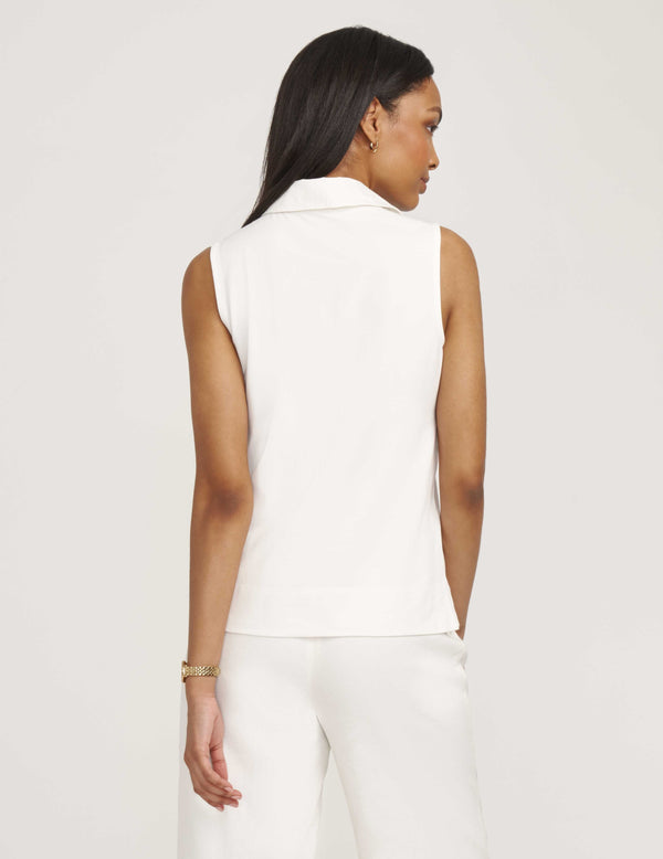 Anne Klein Collared Top- Sale Bright White