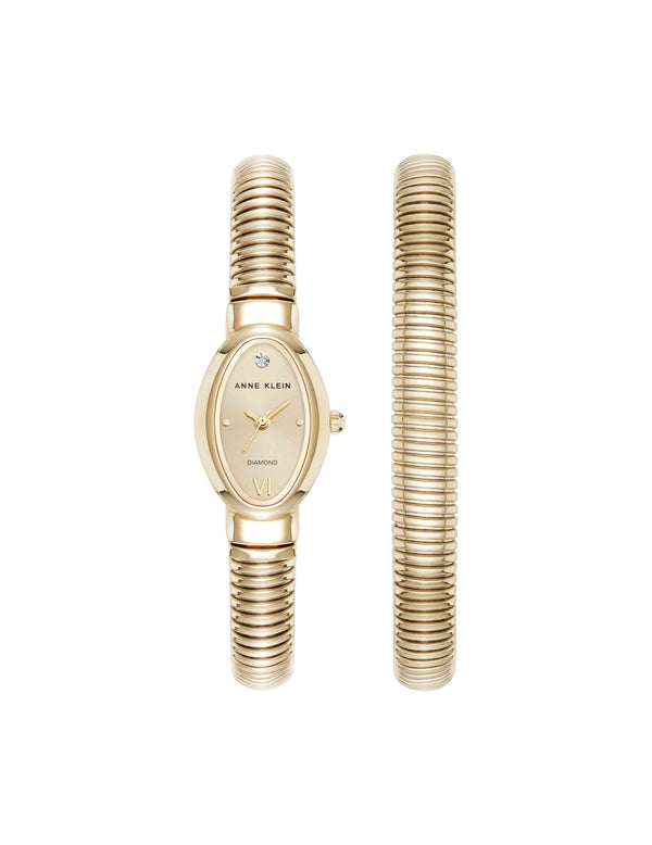 anne klein Contemporary Oval Case Watch Set