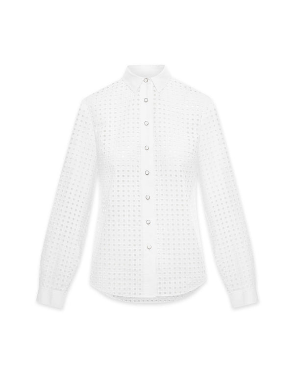 Anne Klein Cotton Eyelet Blouse- Sale White