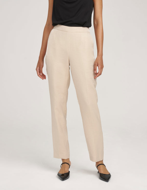Anne Klein Cotton Side Zip Pant- Sale LIGHT COFFEE