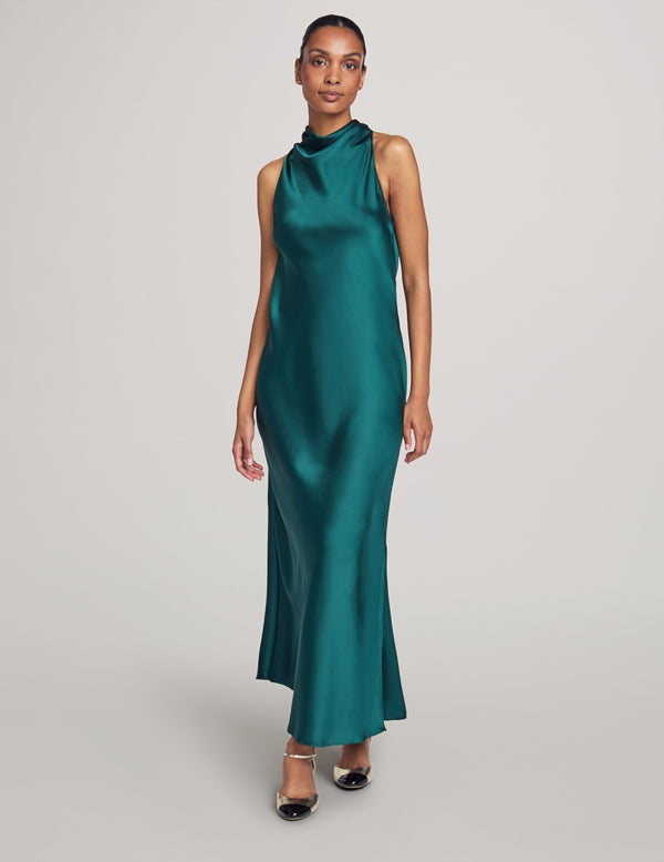 anne klein Cowl Neck Midi Dress Pine Forest