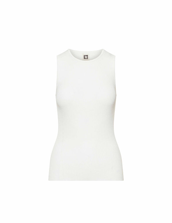 Anne Klein Crew Neck Ribbed Top- Sale Bright White