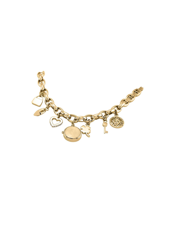 Anne Klein Crystal Accented Charm Bracelet Watch