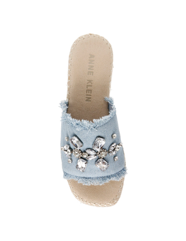 Anne Klein Crystal Platform Sandal Denim
