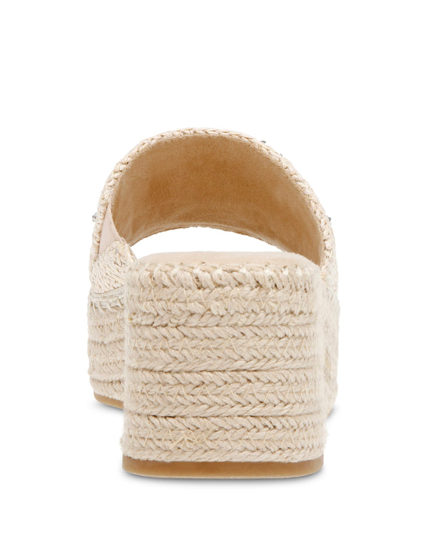 Anne Klein Crystal Platform Sandal Natural Raffia