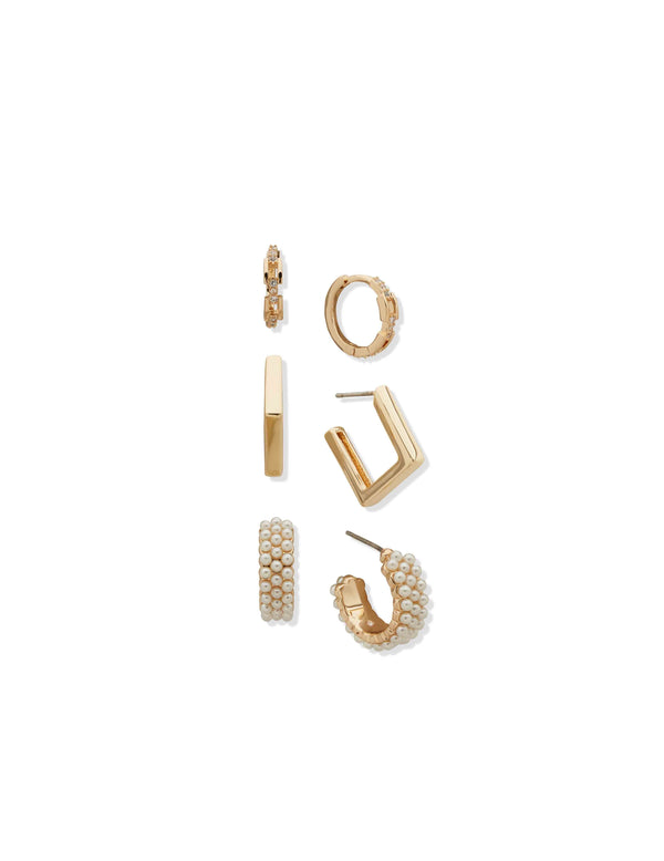 anne klein Deco & Links Trio Hoops