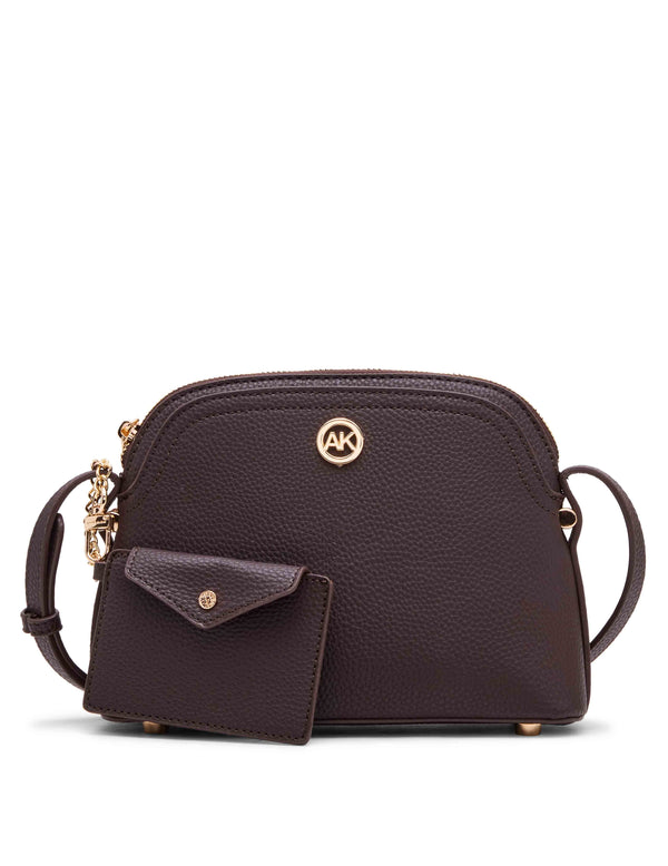 anne klein Anne Klein Dome Crossbody with Detachable Card Case Espresso