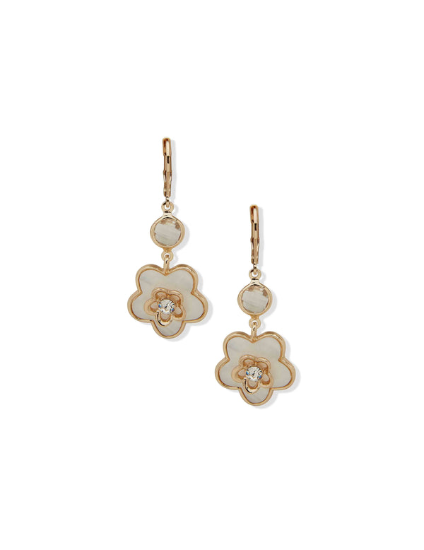 anne klein Double Flower Motif Drop Earring