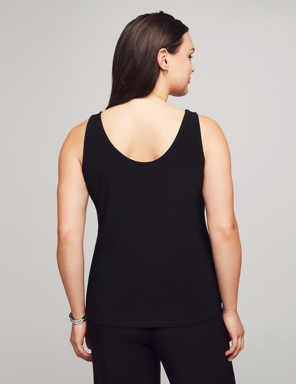 Anne Klein Double V Tank- Sale Anne Black