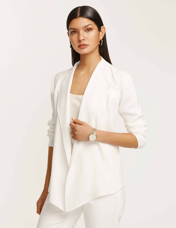 Anne Klein Drape Front Jacket- Sale NYC White