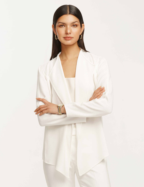 anne klein Drape Front Jacket- Sale NYC White