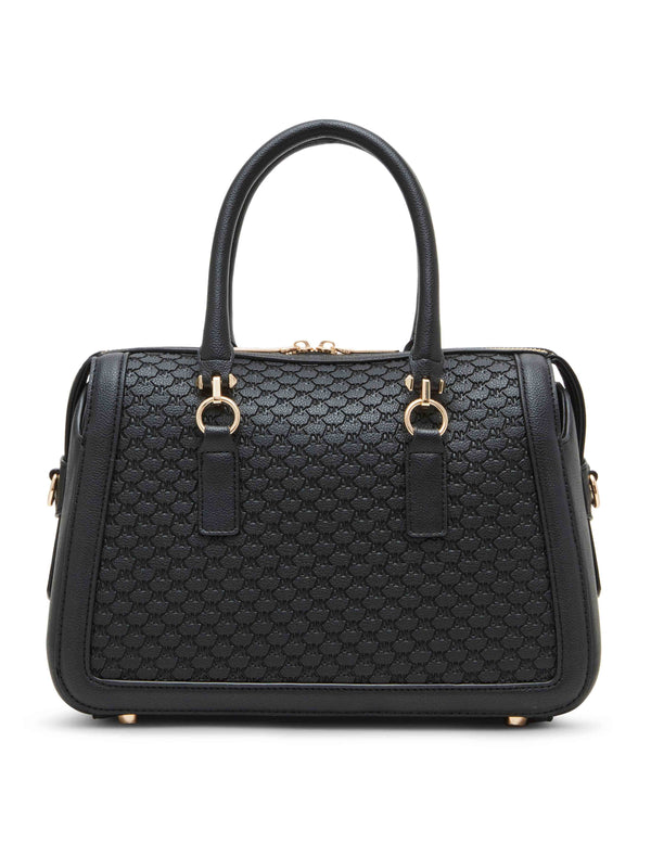 anne klein Embossed Ak Logo Top Zip Satchel Black