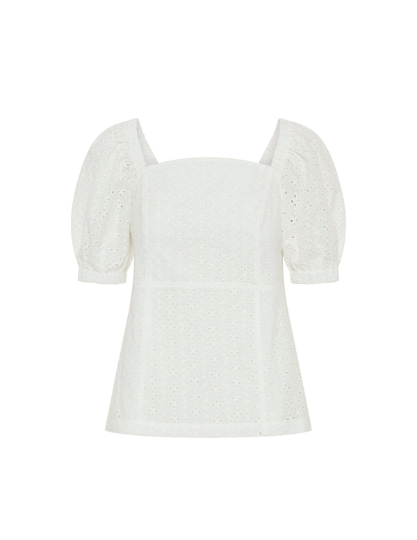 anne klein Eyelet Peasant Blouse- Sale Bright White