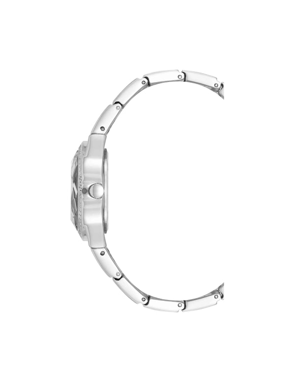 Anne Klein Faceted Crystal Bezel Watch Silver-Tone