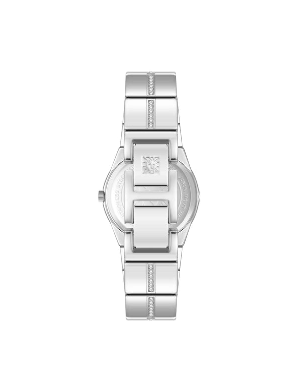 Anne Klein Faceted Crystal Bezel Watch Silver-Tone
