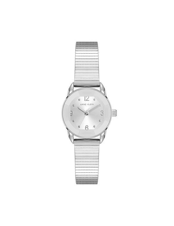 anne klein Faceted Crystal Lens Watch Silver-Tone
