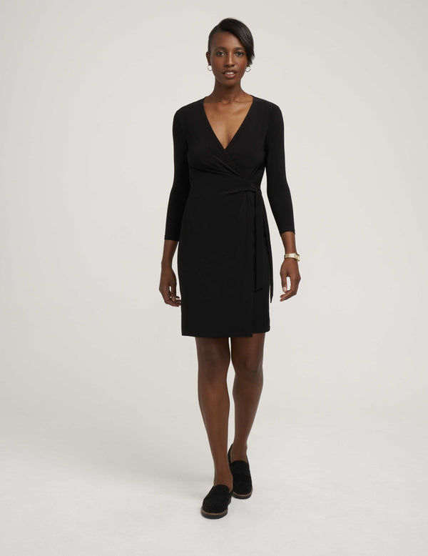 anne klein Faux Wrap Dress Anne Black