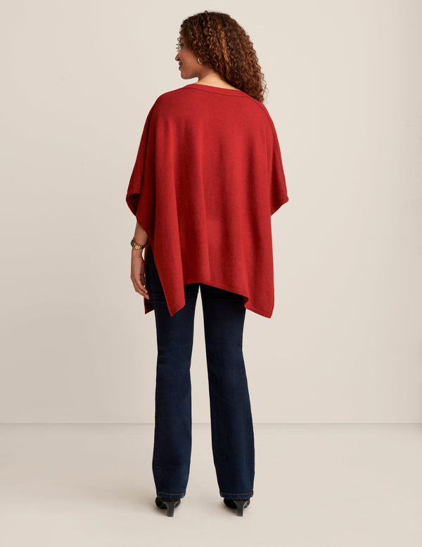 Anne Klein Floral Sequin Poncho Titian Red
