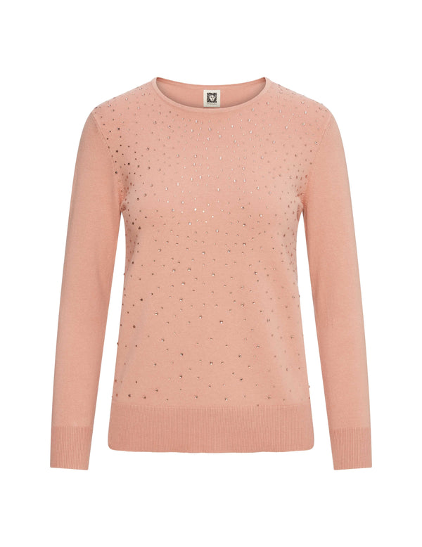Anne Klein Heat Set Crewneck Sweater- Sale Anise