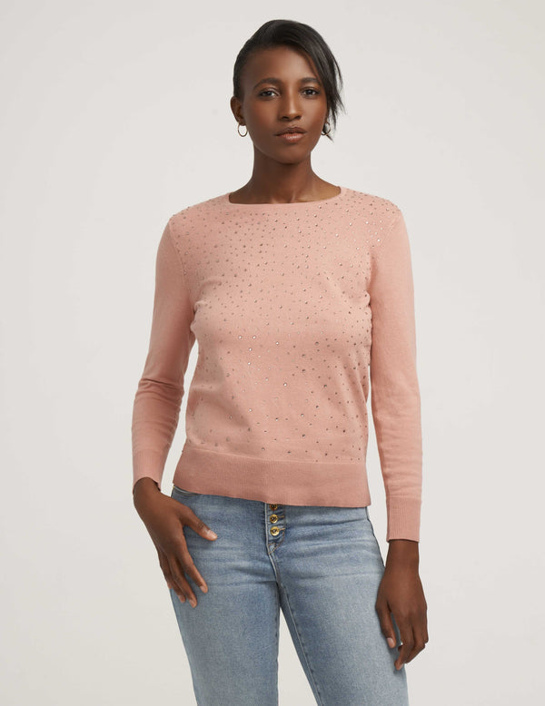 anne klein Heat Set Crewneck Sweater- Sale Anise