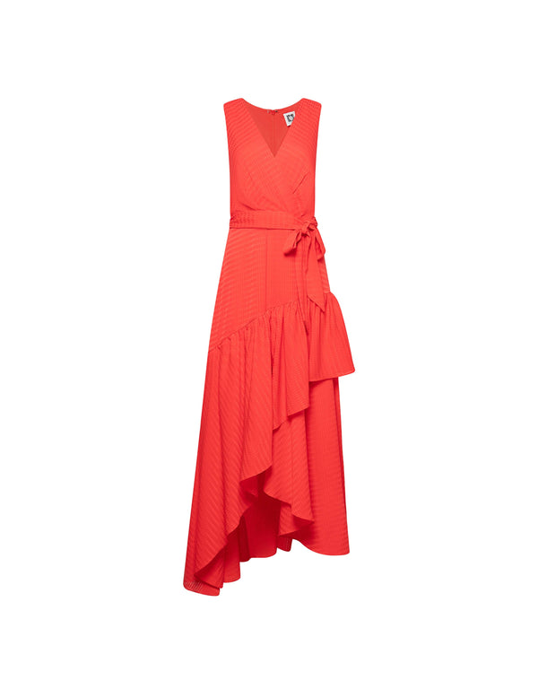anne klein Hi/Low Wrap Dress Hibiscus Red