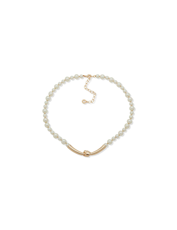 anne klein Knotted Pearl Necklace