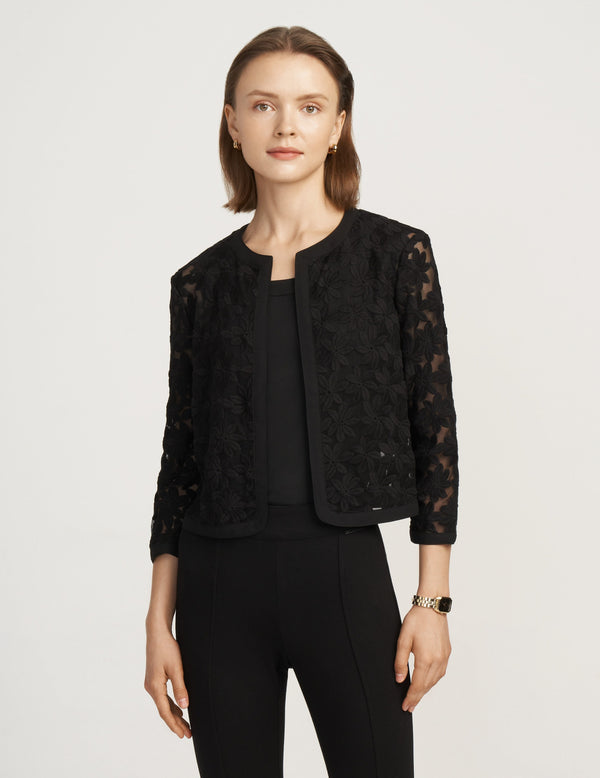 anne klein Lace Cardigan Jacket- Sale Anne Black