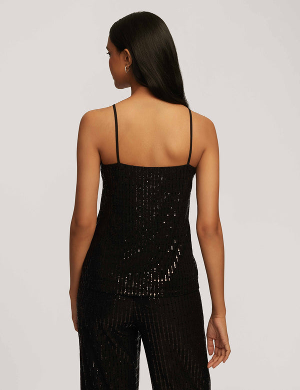 Anne Klein Linear Shine Vneck Cami- Sale Anne Black