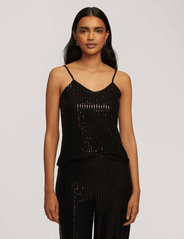 anne klein Linear Shine Vneck Cami- Sale Anne Black