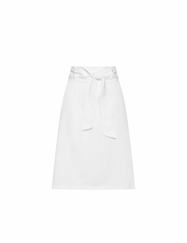 Anne Klein Linen Self Tie Skirt- Sale Bright White