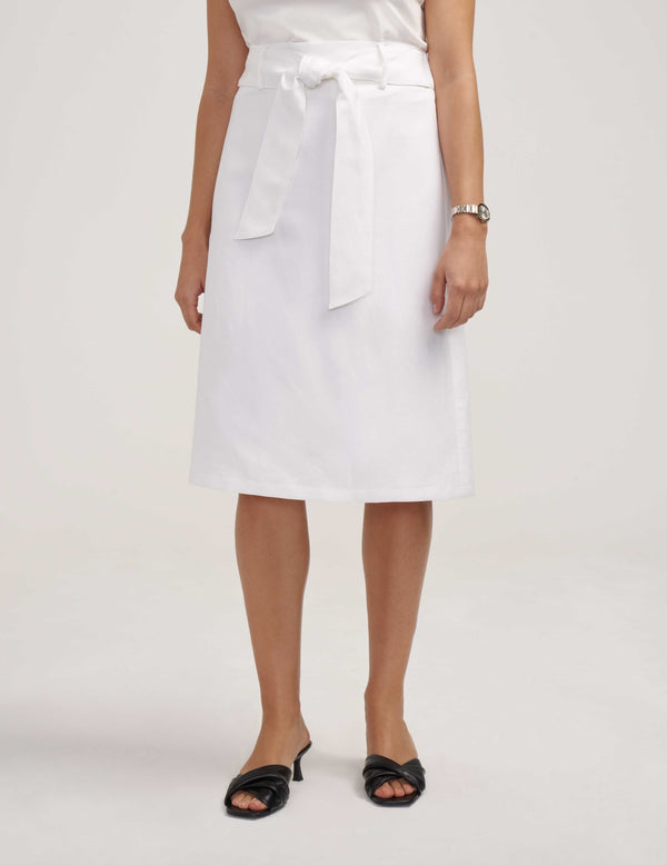 Anne Klein Linen Self Tie Skirt- Sale Bright White