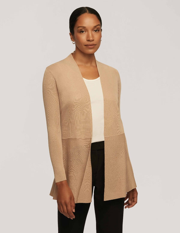 anne klein Long Cardigan With Waist Seam Latte