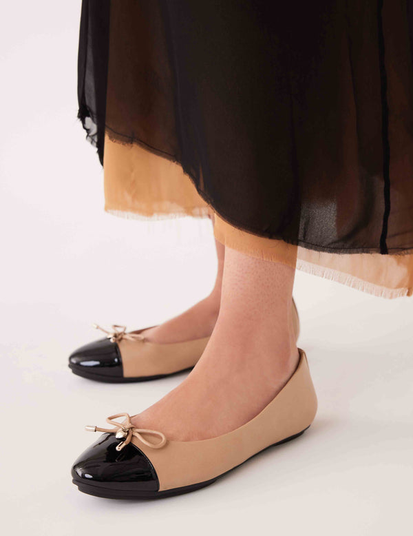 anne klein Luci Flat Nude-Black